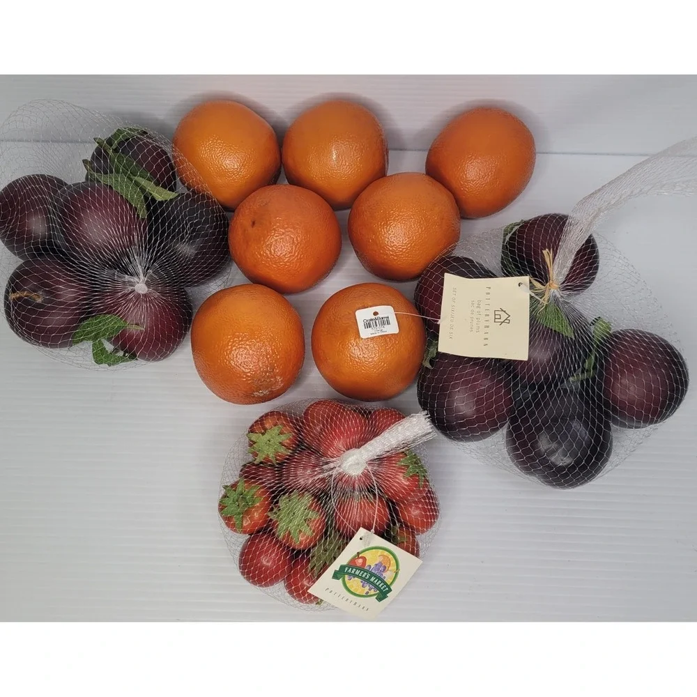 Pottery Barn Crate & Barrel Fake Fruit Oranges Plums & Tomatoes NEW Old Stock